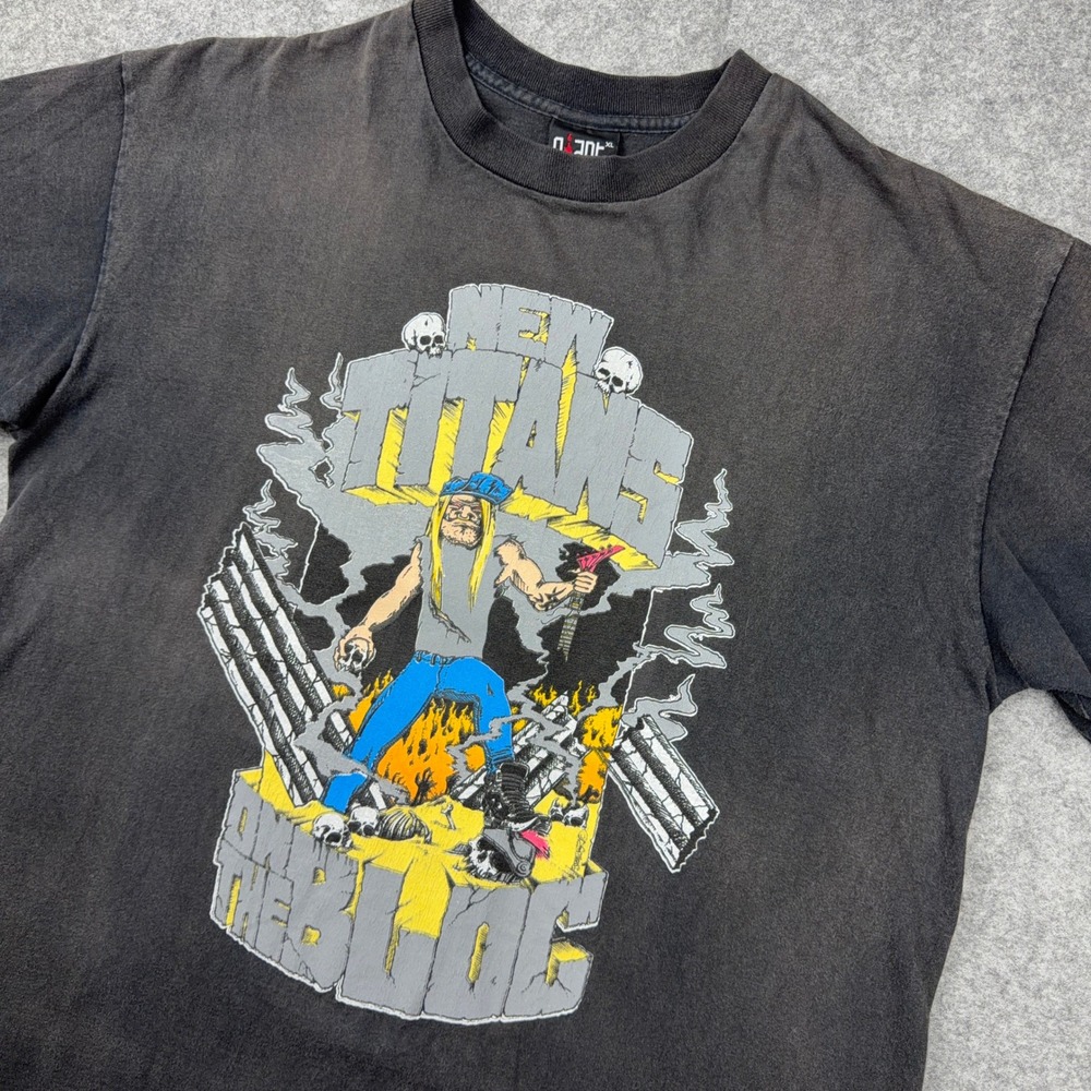 VTG 1991 New Titans On The Block Tour T Shirt XL Giant Sepultura Napalm Death